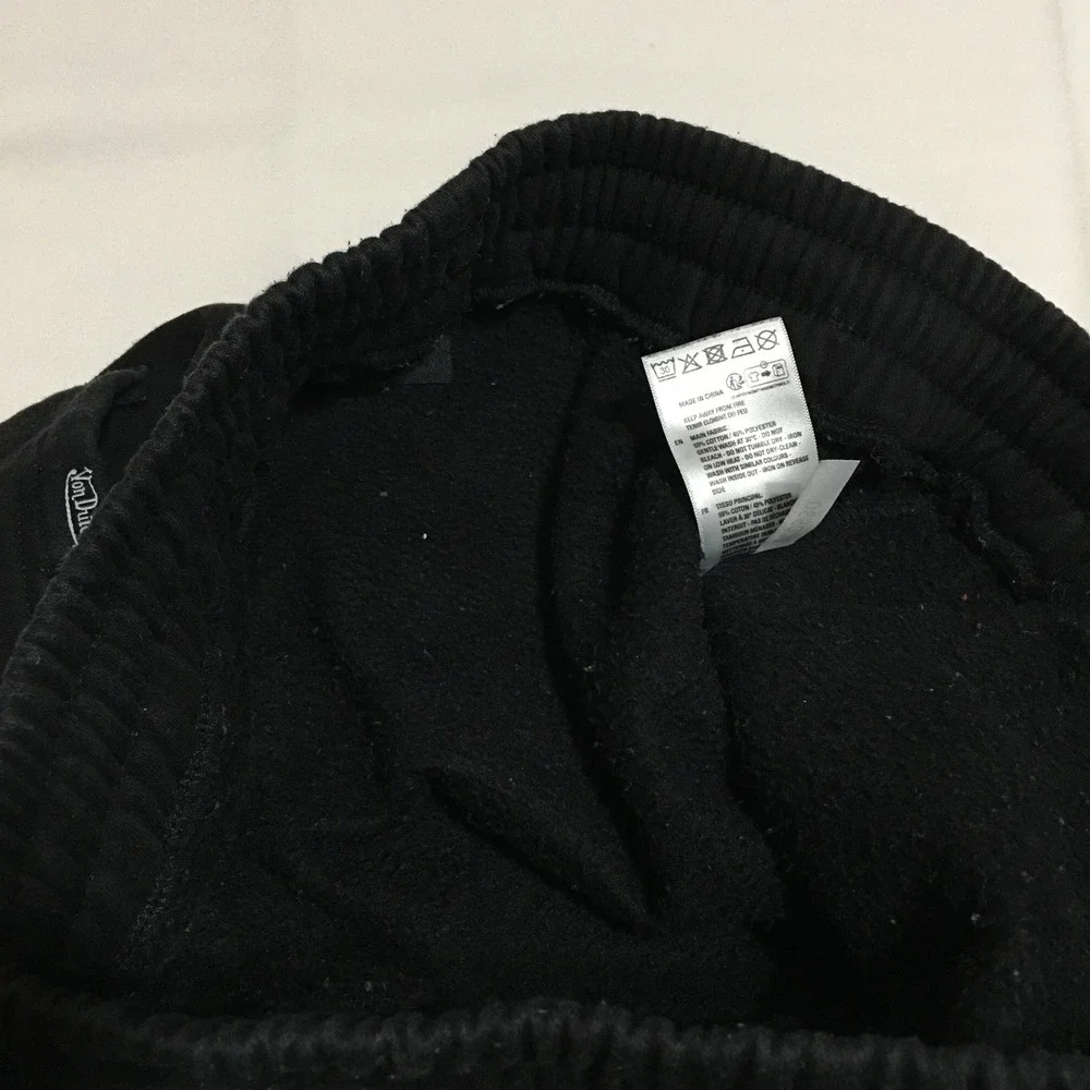Von Dutch Sweatpants Large Black Logo Drawstring Joggers